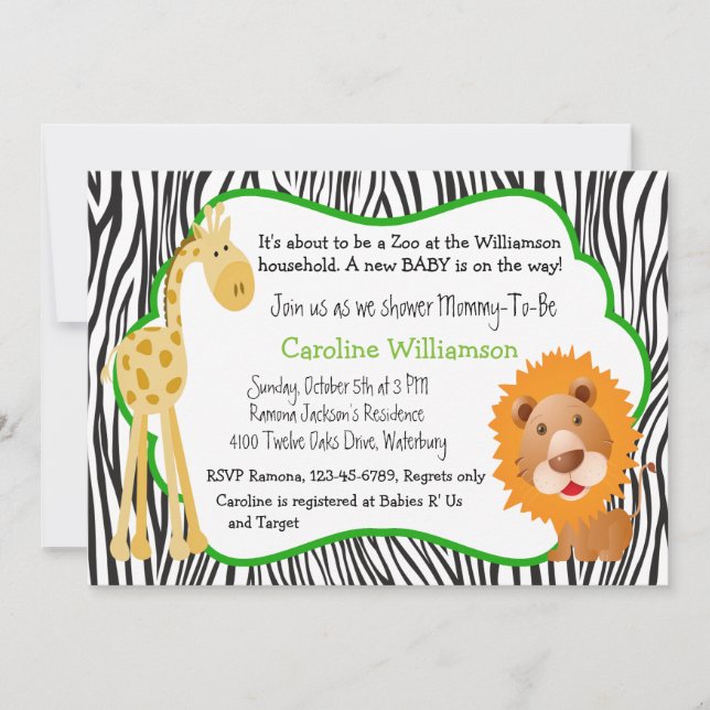 Zoo Animals Gender Neutral Baby Shower Invitation (Front)