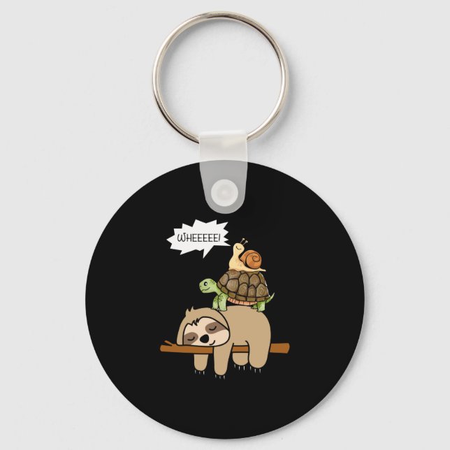Zoo animals gift snail turtle sloth performance  key ring (Front)
