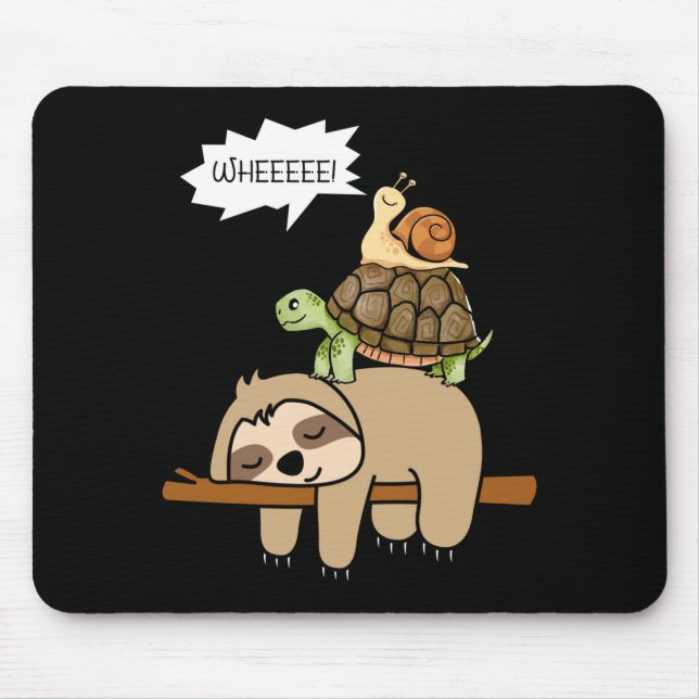 Zoo animals gift snail turtle sloth performance  mouse pad (Front)