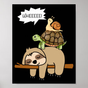 Zoo animals gift snail turtle sloth performance poster