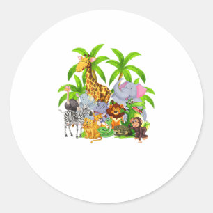 Zoo Animals Safari Wildlife Birthday Party A Day A Classic Round Sticker