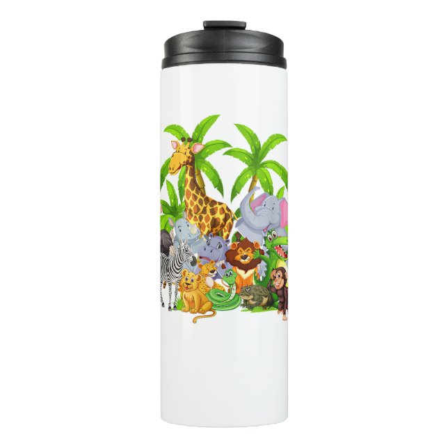 Zoo Animals Safari Wildlife Birthday Party A Day A Thermal Tumbler (Front)