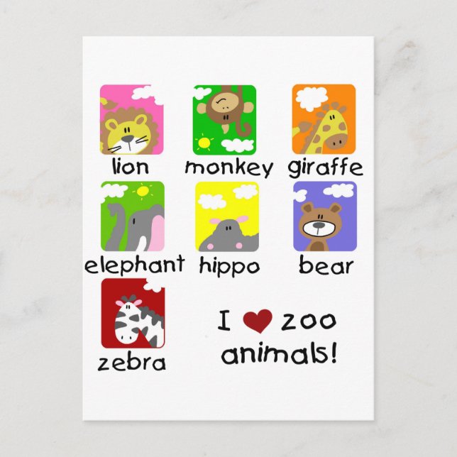 Zoo Animals Tshirts and Gifts Postcard (Front)