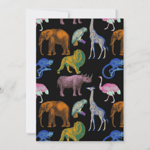 Zoo Animals Vibrant Colours Pop Art Animal Lovers Invitation
