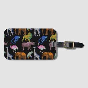 Zoo Animals Vibrant Colours Pop Art Animal Lovers Luggage Tag