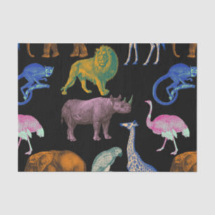 Zoo Animals Vibrant Colours Pop Art Animal Lovers Tissue Paper