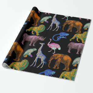 Zoo Animals Vibrant Colours Pop Art Animal Lovers Wrapping Paper
