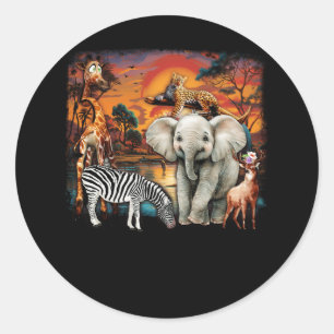 Zoo Animals Wildlife Birthday Party Wild Animal Sa Classic Round Sticker