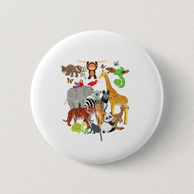 Zoo Animals Wildlife Birthday Party Zoo Day 26 Ani 6 Cm Round Badge (Front)