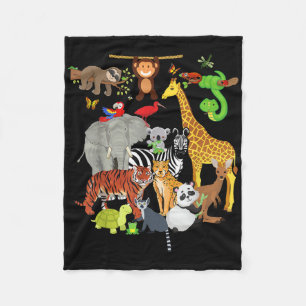 Zoo Animals Wildlife Birthday Party Zoo Day 26 Ani Fleece Blanket