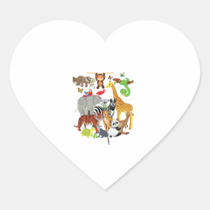 Zoo Animals Wildlife Birthday Party Zoo Day 26 Ani Heart Sticker