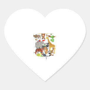 Zoo Animals Wildlife Birthday Party Zoo Day 26 Ani Heart Sticker
