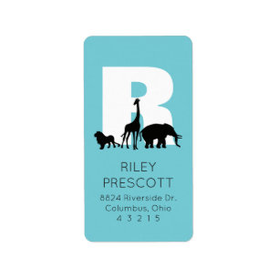 Zoo birthday blue return address label