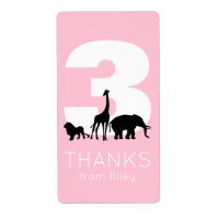 Zoo birthday party pink thank you stickers