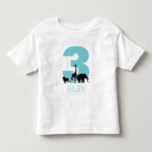 Zoo birthday personalized teal toddler T-Shirt