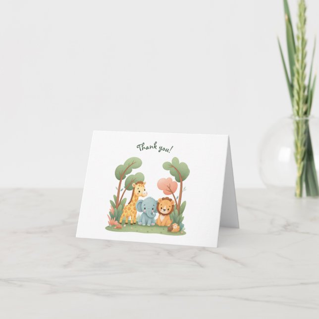 Zoo Birthday Thank You Card (Front)
