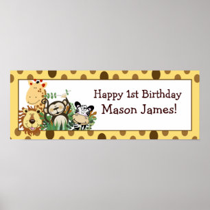 Zoo Crew Jungle Personalised Birthday Banner Poster