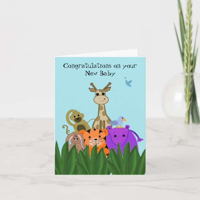 Zoo Critters New Baby Congratulations Card (Front)