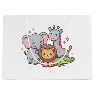 Zoo Cute Animal Kawaii Children Wild Safari Fun Large Gift Bag