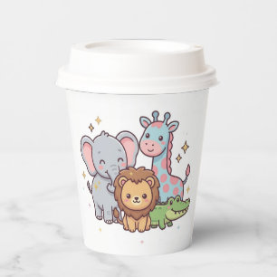 Zoo Cute Animal Kawaii Children Wild Safari Fun Paper Cups