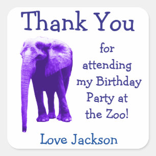 Zoo Elephant Birthday Party Favour Stickers