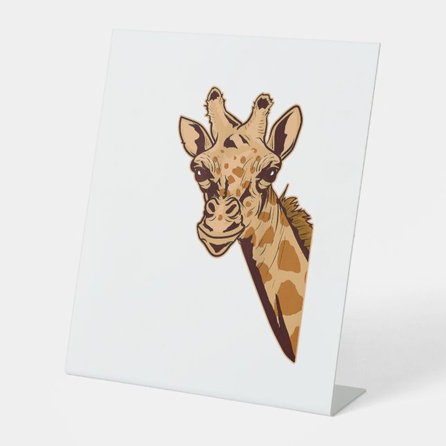 Zoo Giraffe Animal - African Savanna Zookeeper Saf Pedestal Sign (Front)