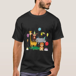 Zoo Giraffe Animal Monkey Lion Crocodile Birthday T-Shirt