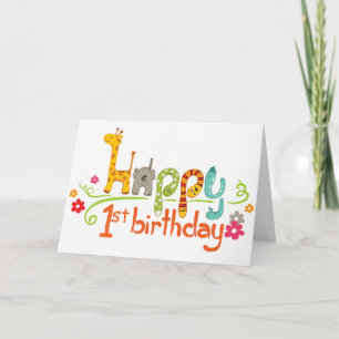 Zoo Happy First Birthday Card