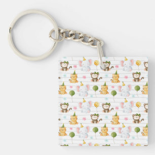Zoo Jungle Safari Animal Wild One 1st Birthday  Key Ring