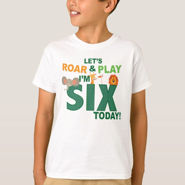 zoo / jungle theme Sixth 6th birthday T-Shirt (Front)