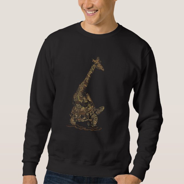 Zoo Keeper Animal Turtle Riding Giraffe Sweatshirt (Front)