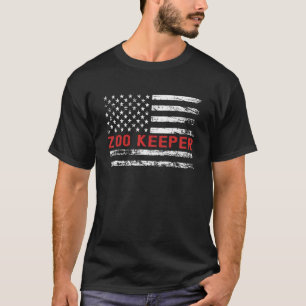 Zoo Keeper USA Flag Profession Retro Job Title T-Shirt