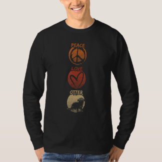 Zoo Peace Animal   Hippie Wildlife Love Otter Retr T-Shirt