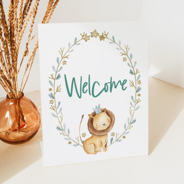 Zoo Safari Animal Lion Baby Shower Mini Welcome Pedestal Sign (Creator Uploaded)