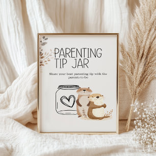 Zoo Safari Animals Baby Shower Parenting Tip Jar Poster