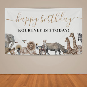 Zoo Safari Animals Kids Birthday Party Banner
