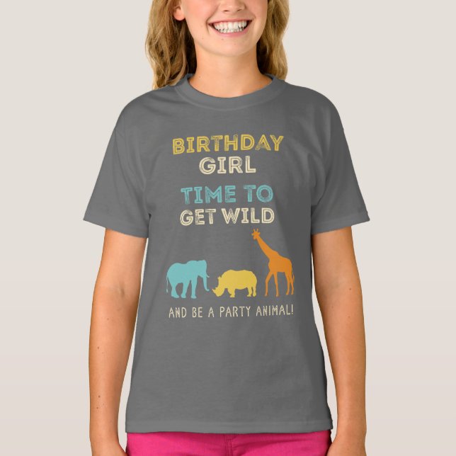 Zoo Safari Birthday Party Girl T-Shirt (Front)