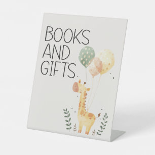 Zoo Safari Nursery Animals Baby Shower Books Gifts Pedestal Sign