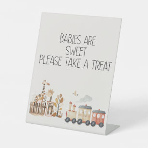 Zoo Safari Nursery Animals Baby Shower Favour Pedestal Sign