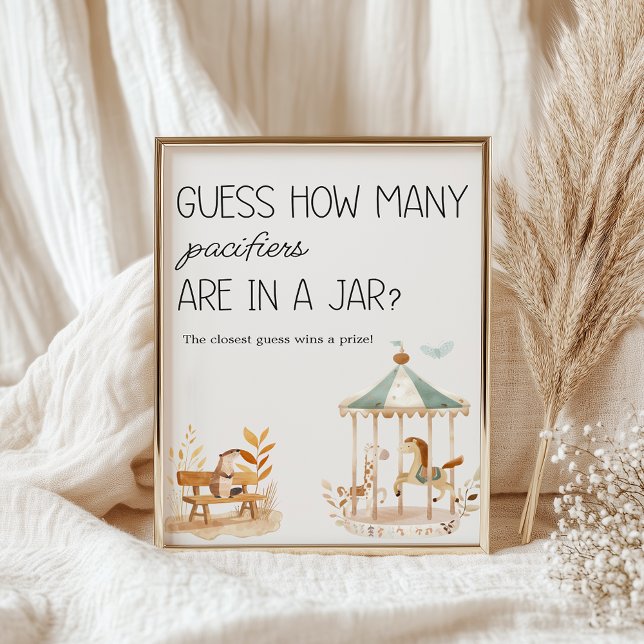 Zoo Safari Nursery Animals Baby Shower Guess Game Poster (Creator Uploaded)