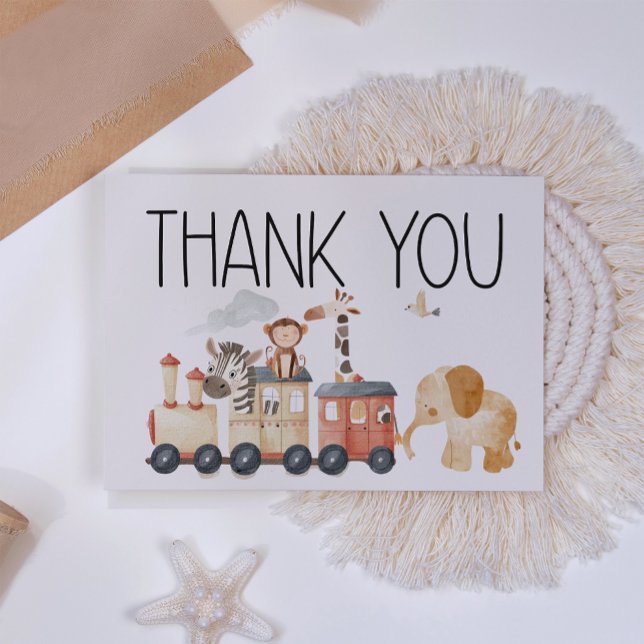 Zoo Safari Nursery Animals Baby Shower Thank You Card (Creator Uploaded)