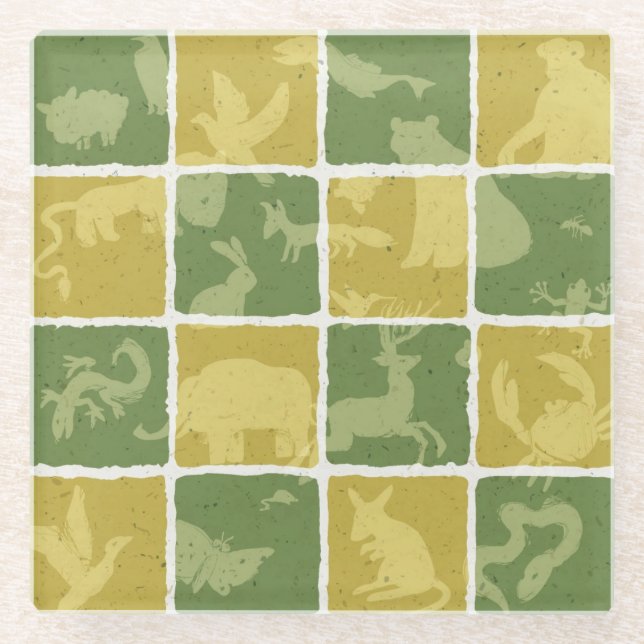 zoo themed pattern glass coaster (Front)
