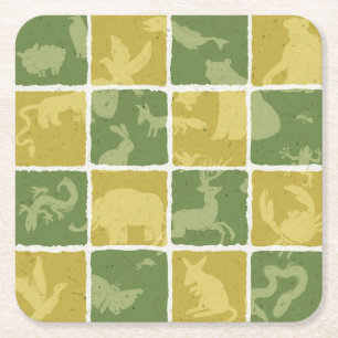 zoo themed pattern square paper coaster