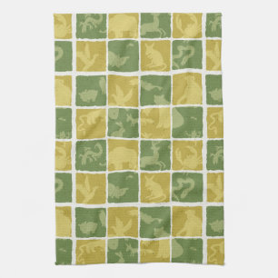 zoo themed pattern tea towel