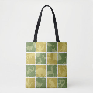 zoo themed pattern tote bag