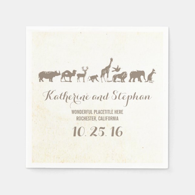 zoo wedding or safari wildlife paper napkins (Front)