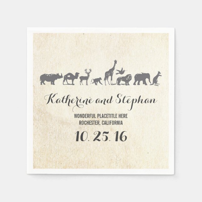 zoo wedding or safari wildlife paper napkins (Front)