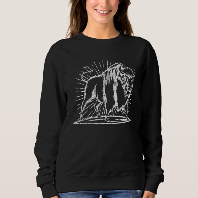 Zoo Wildlife Animal  Zookeeper Buffalo Bison Distr Sweatshirt (Front)