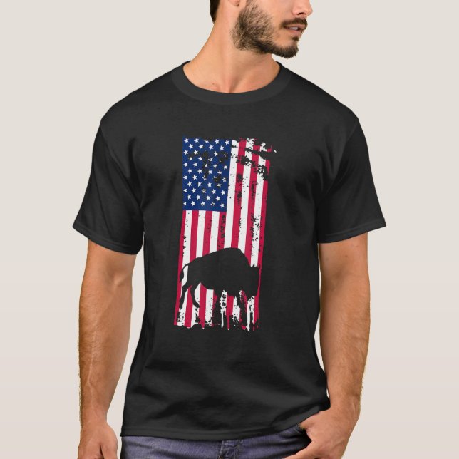 Zoo Wildlife Animal  Zookeeper USA Flag American B T-Shirt (Front)