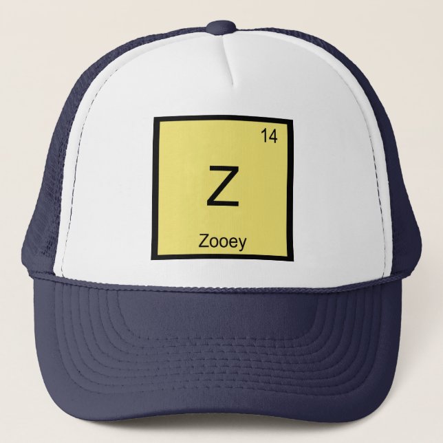 Zooey Name Chemistry Element Periodic Table Trucker Hat (Front)